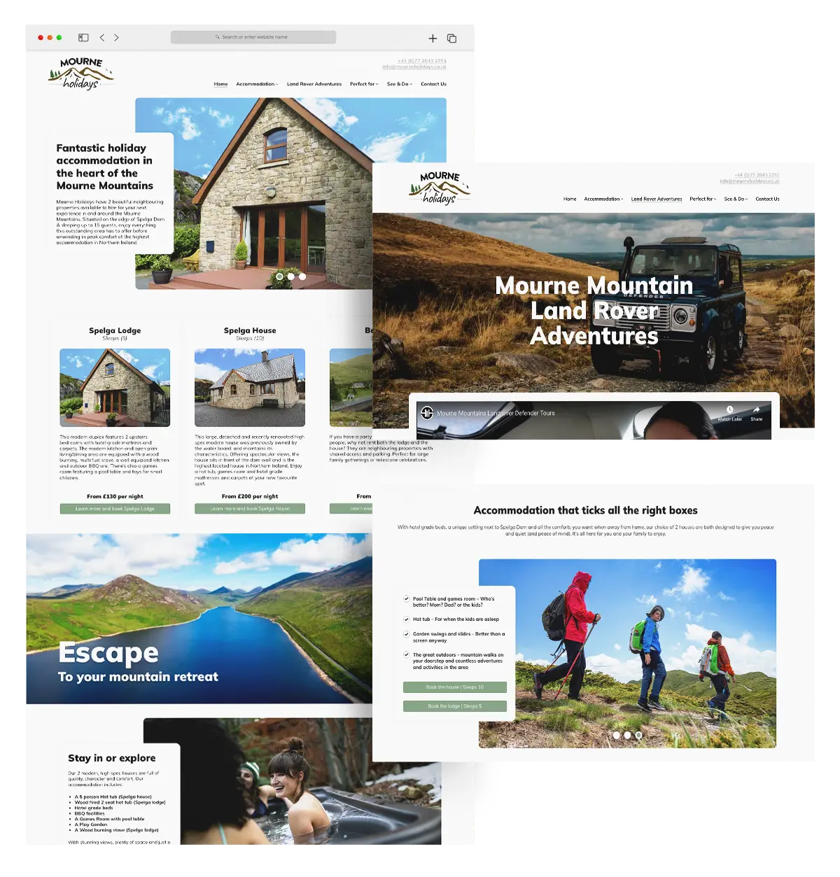 Mourne Holidays - example of a proper website designed and developed by Stenson Wolf